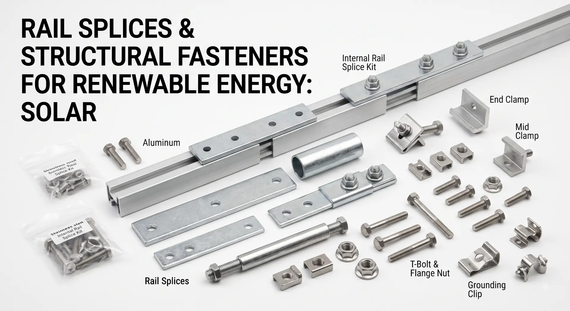 Rail Splices & Structural Fasteners — manufactured by TruSkew for Renewable Energy