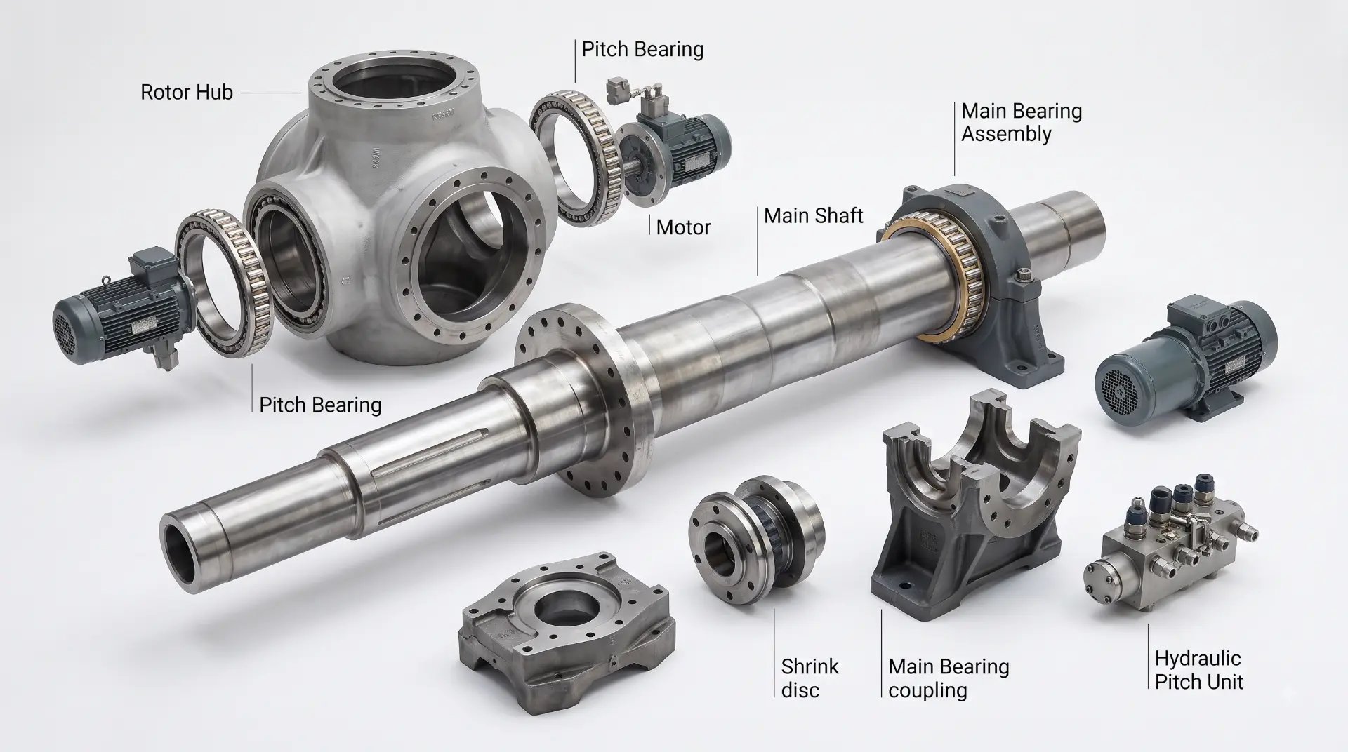 Rotor / Main Shaft Components — manufactured by TruSkew for Renewable Energy