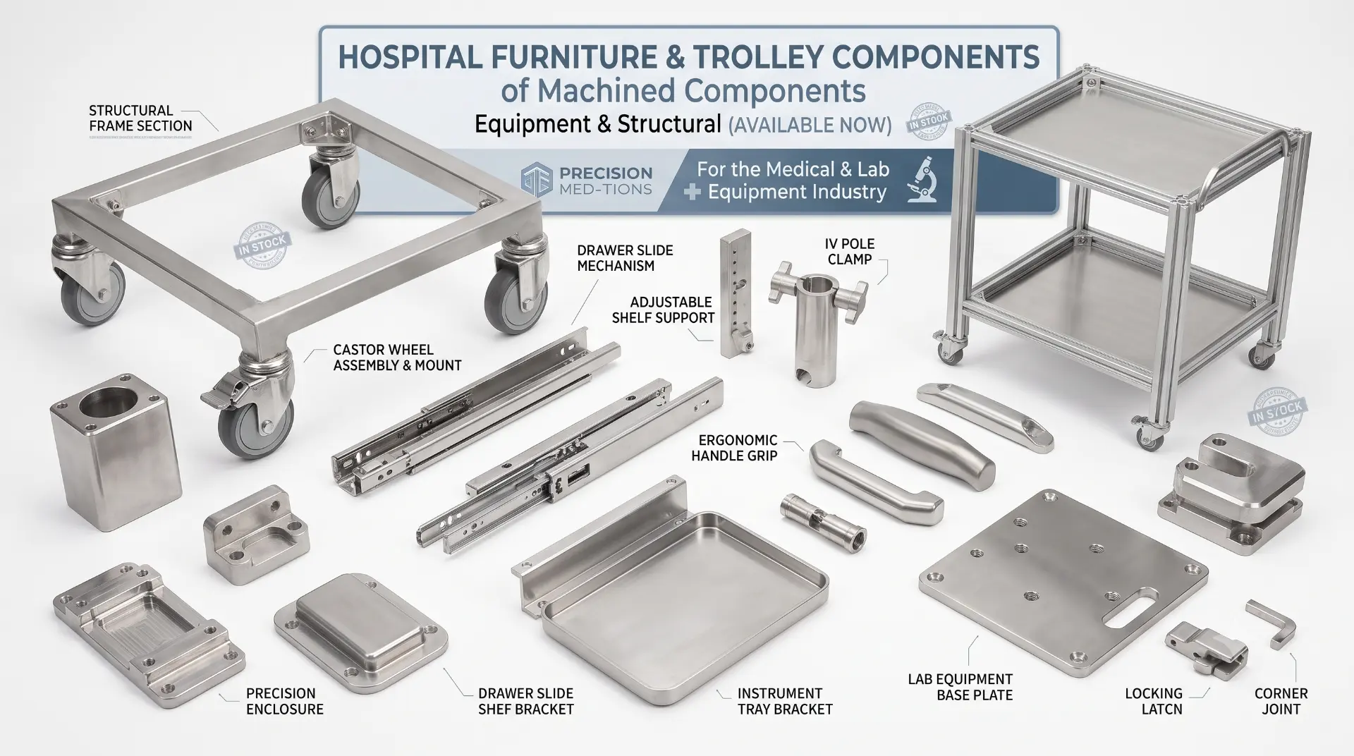 Hospital Furniture & Trolley Components — manufactured by TruSkew for Medical & Lab Equipment