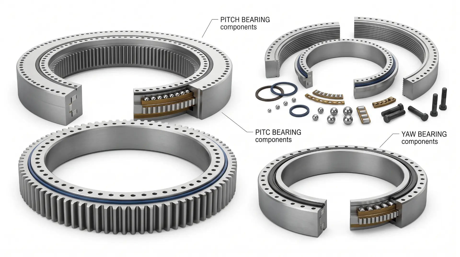 Yaw & Pitch Bearing Components — manufactured by TruSkew for Renewable Energy