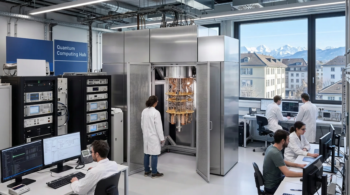 Quantum computing laboratory with a dilution refrigerator and control electronics racks